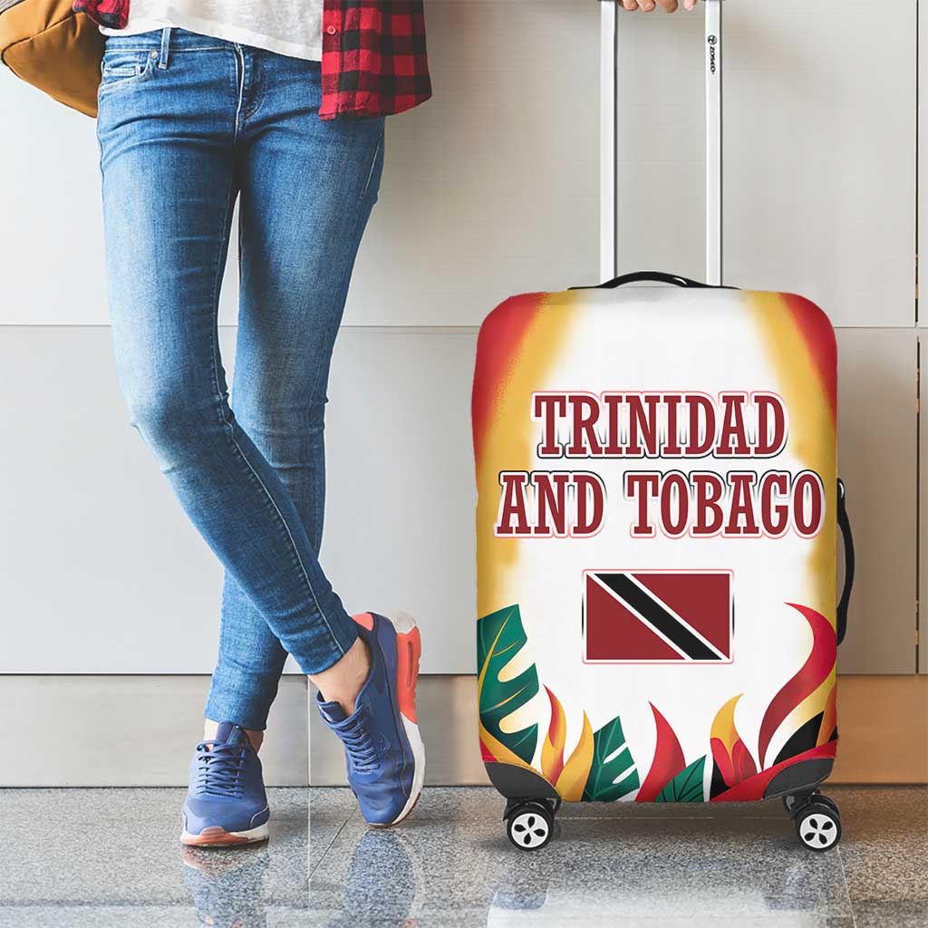 Trinidad and Tobago Scarlet Ibis Luggage Cover with Tropical Leaves and National Flag Design TS04