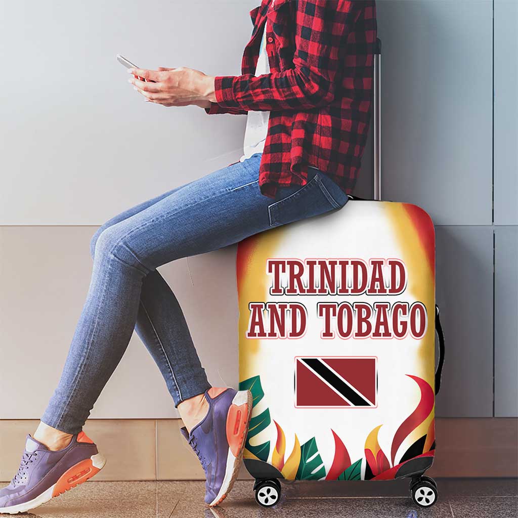 Trinidad and Tobago Scarlet Ibis Luggage Cover with Tropical Leaves and National Flag Design TS04