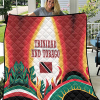 Trinidad and Tobago Scarlet Ibis Quilt with Tropical Leaves and National Flag Design TS04