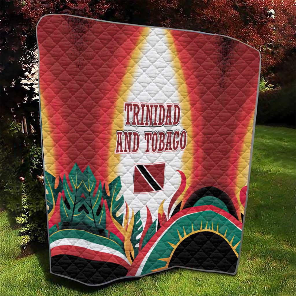 Trinidad and Tobago Scarlet Ibis Quilt with Tropical Leaves and National Flag Design TS04