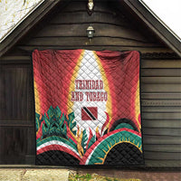 Trinidad and Tobago Scarlet Ibis Quilt with Tropical Leaves and National Flag Design TS04