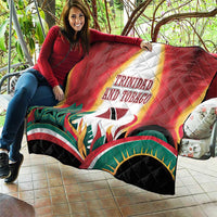 Trinidad and Tobago Scarlet Ibis Quilt with Tropical Leaves and National Flag Design TS04