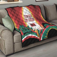 Trinidad and Tobago Scarlet Ibis Quilt with Tropical Leaves and National Flag Design TS04