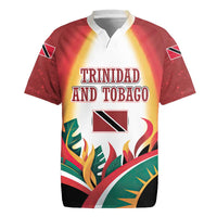 Trinidad and Tobago Scarlet Ibis Rugby Jersey with Tropical Leaves and National Flag Design TS04