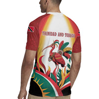 Trinidad and Tobago Scarlet Ibis Rugby Jersey with Tropical Leaves and National Flag Design TS04