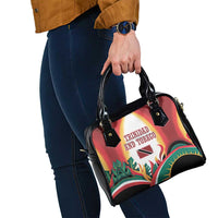 Trinidad and Tobago Scarlet Ibis Shoulder Handbag with Tropical Leaves and National Flag Design TS04