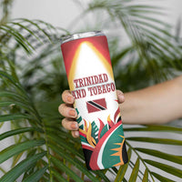 Trinidad and Tobago Scarlet Ibis Skinny Tumbler with Tropical Leaves and National Flag Design TS04