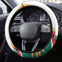 Trinidad and Tobago Scarlet Ibis Steering Wheel Cover with Tropical Leaves and National Flag Design TS04