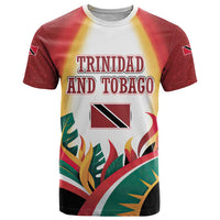 Trinidad and Tobago Scarlet Ibis T Shirt with Tropical Leaves and National Flag Design TS04