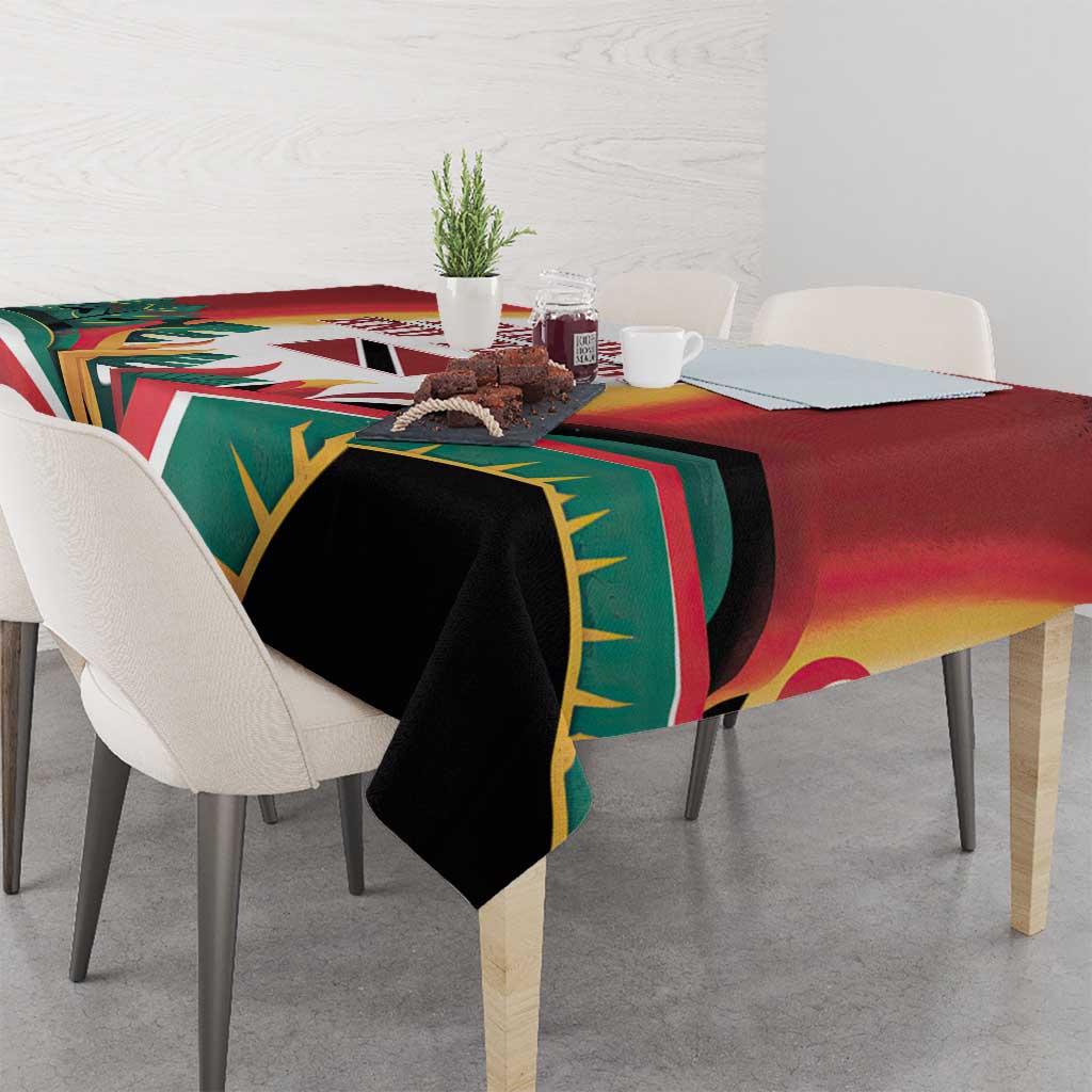 Trinidad and Tobago Scarlet Ibis Tablecloth with Tropical Leaves and National Flag Design TS04