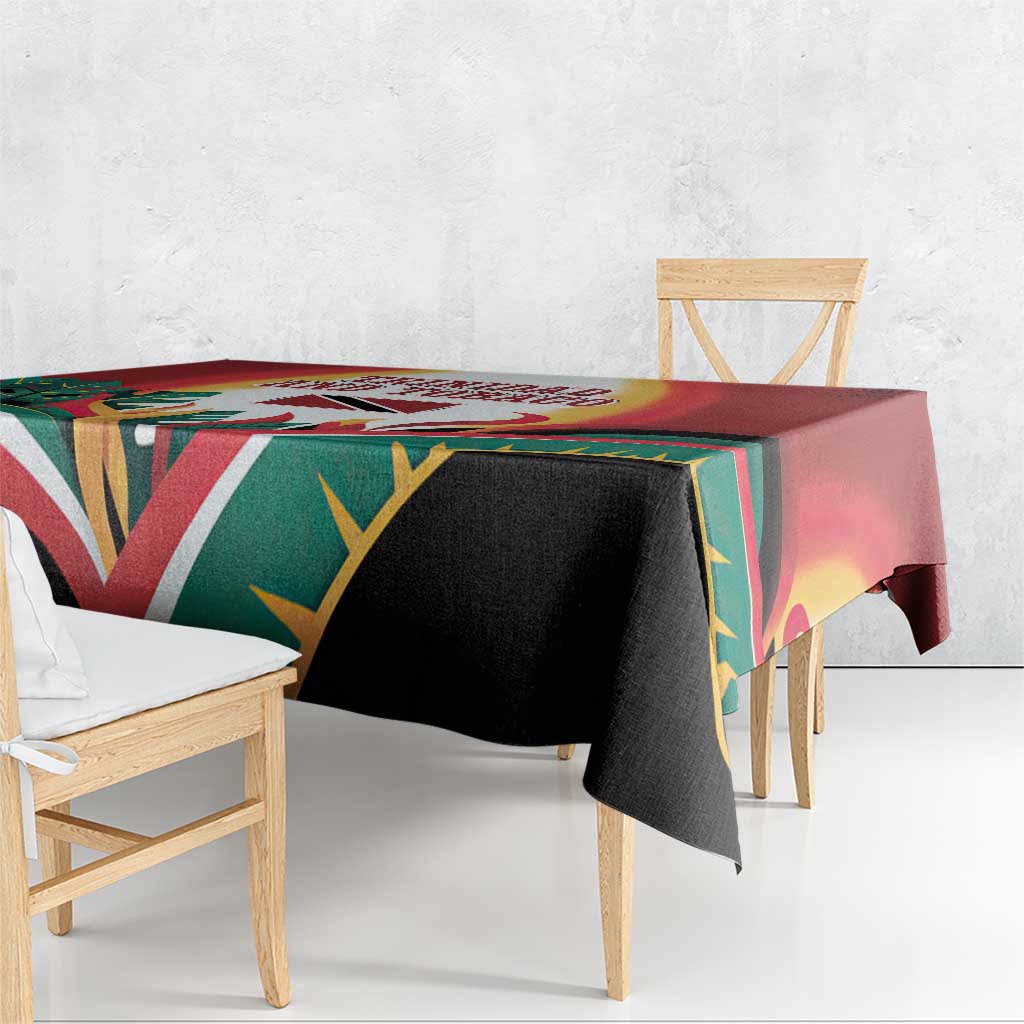 Trinidad and Tobago Scarlet Ibis Tablecloth with Tropical Leaves and National Flag Design TS04