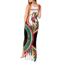 Trinidad and Tobago Scarlet Ibis Tank Maxi Dress with Tropical Leaves and National Flag Design TS04