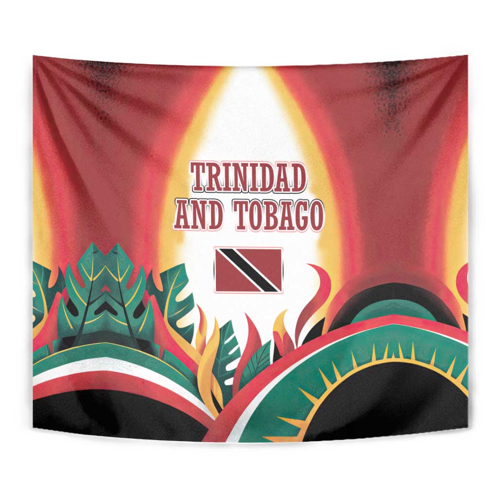 Trinidad and Tobago Scarlet Ibis Tapestry with Tropical Leaves and National Flag Design TS04