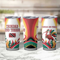 Trinidad and Tobago Scarlet Ibis Tumbler Cup with Tropical Leaves and National Flag Design TS04