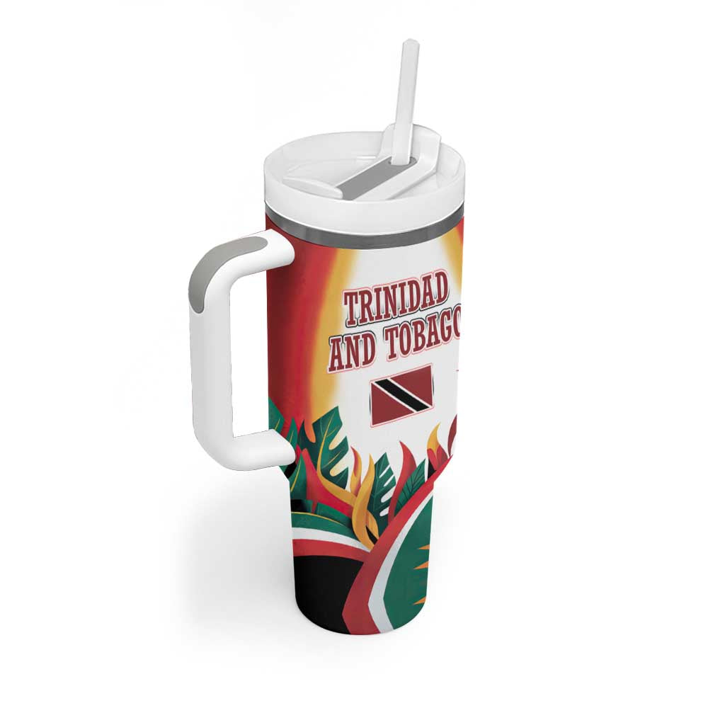 Trinidad and Tobago Scarlet Ibis Tumbler With Handle with Tropical Leaves and National Flag Design TS04