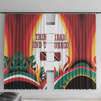 Trinidad and Tobago Scarlet Ibis Window Curtain with Tropical Leaves and National Flag Design TS04