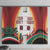 Trinidad and Tobago Scarlet Ibis Window Curtain with Tropical Leaves and National Flag Design TS04