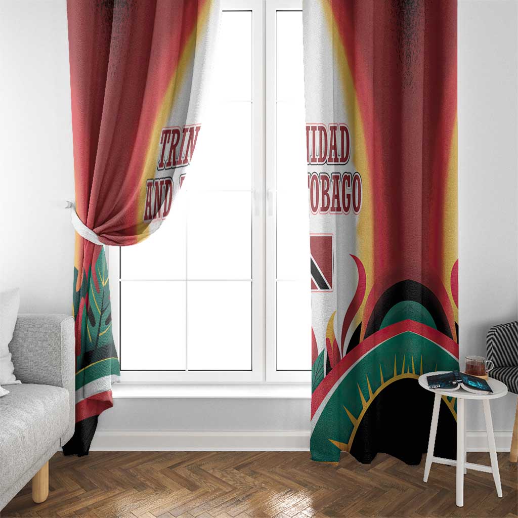 Trinidad and Tobago Scarlet Ibis Window Curtain with Tropical Leaves and National Flag Design TS04
