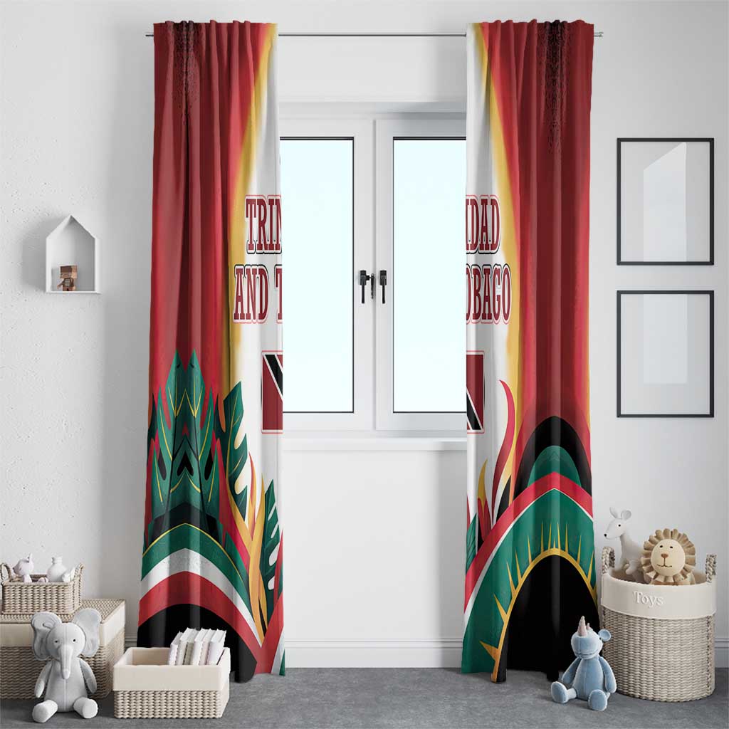 Trinidad and Tobago Scarlet Ibis Window Curtain with Tropical Leaves and National Flag Design TS04