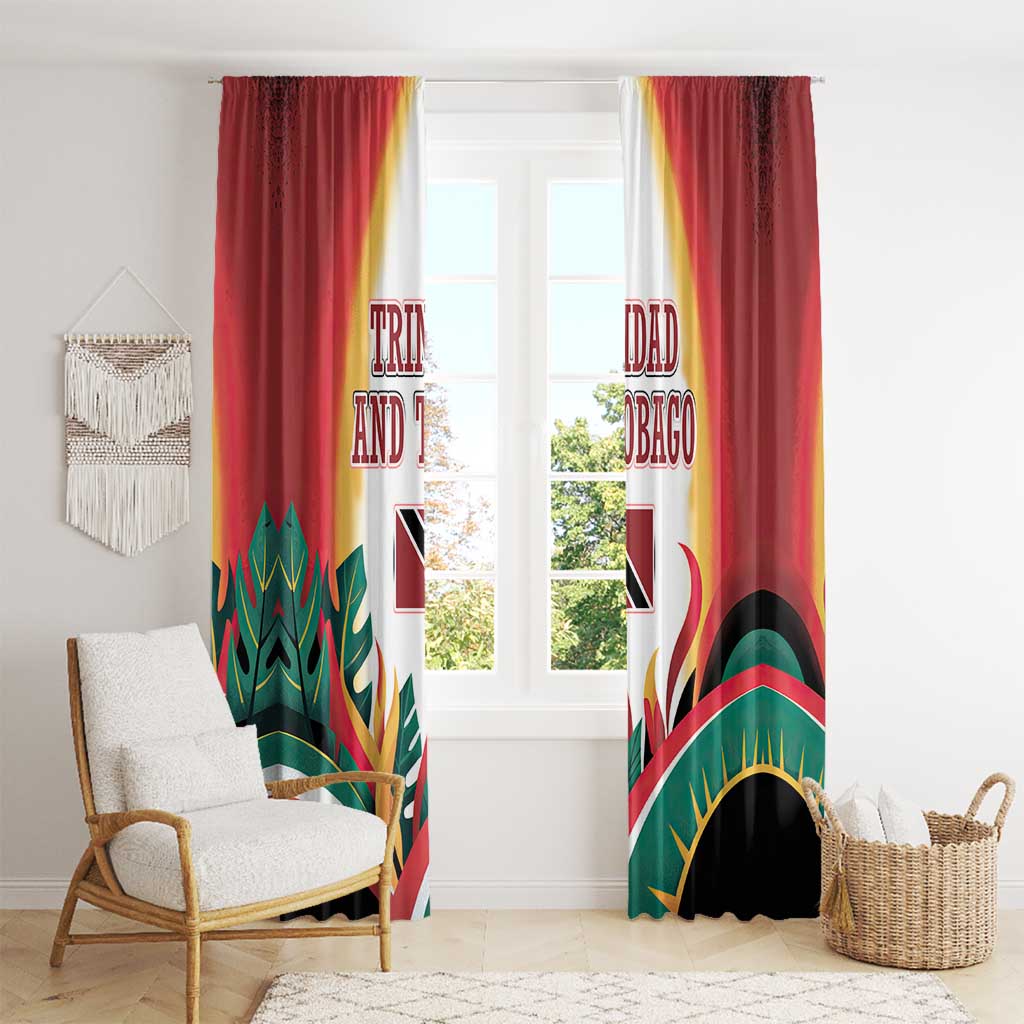 Trinidad and Tobago Scarlet Ibis Window Curtain with Tropical Leaves and National Flag Design TS04