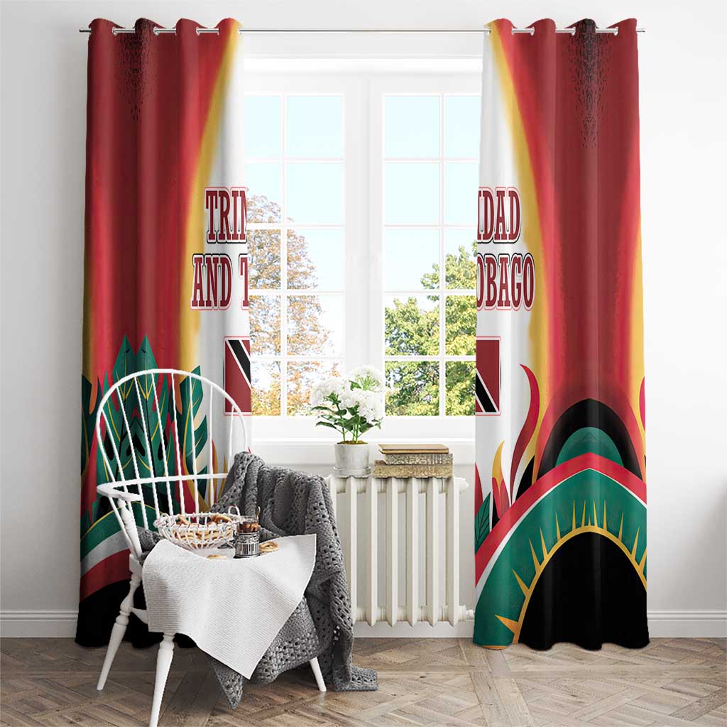 Trinidad and Tobago Scarlet Ibis Window Curtain with Tropical Leaves and National Flag Design TS04