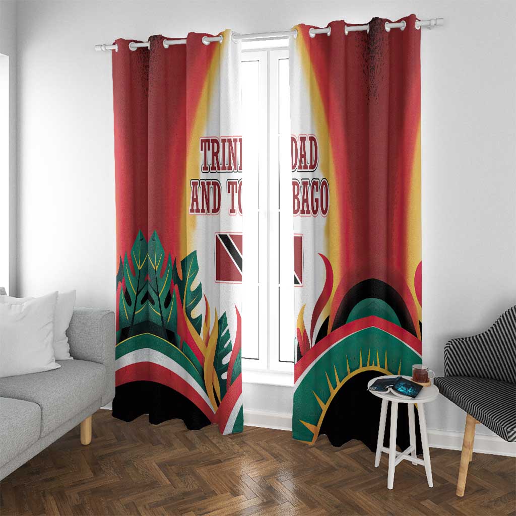Trinidad and Tobago Scarlet Ibis Window Curtain with Tropical Leaves and National Flag Design TS04