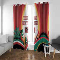 Trinidad and Tobago Scarlet Ibis Window Curtain with Tropical Leaves and National Flag Design TS04