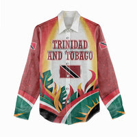 Trinidad and Tobago Scarlet Ibis Women Casual Shirt with Tropical Leaves and National Flag Design TS04
