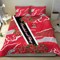 Trinidad and Tobago Red Poinsettia Bedding Set with National Crest and Diagonal Flag Sash Design - Wonder Print Shop