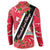 Trinidad and Tobago Red Poinsettia Button Sweatshirt with National Crest and Diagonal Flag Sash Design - Wonder Print Shop