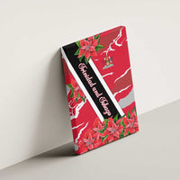 Trinidad and Tobago Red Poinsettia Canvas Wall Art with National Crest and Diagonal Flag Sash Design - Wonder Print Shop