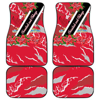 Trinidad and Tobago Red Poinsettia Car Mats with National Crest and Diagonal Flag Sash Design - Wonder Print Shop