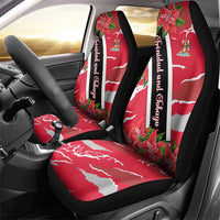 Trinidad and Tobago Red Poinsettia Car Seat Cover with National Crest and Diagonal Flag Sash Design - Wonder Print Shop