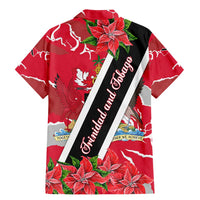 Trinidad and Tobago Red Poinsettia Family Matching Mermaid Dress and Hawaiian Shirt with National Crest and Diagonal Flag Sash Design - Wonder Print Shop