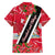 Trinidad and Tobago Red Poinsettia Family Matching Summer Maxi Dress and Hawaiian Shirt with National Crest and Diagonal Flag Sash Design - Wonder Print Shop