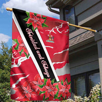 Trinidad and Tobago Red Poinsettia Garden Flag with National Crest and Diagonal Flag Sash Design - Wonder Print Shop