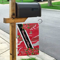 Trinidad and Tobago Red Poinsettia Garden Flag with National Crest and Diagonal Flag Sash Design - Wonder Print Shop