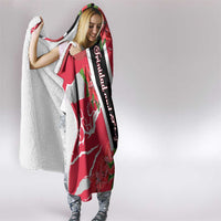 Trinidad and Tobago Red Poinsettia Hooded Blanket with National Crest and Diagonal Flag Sash Design - Wonder Print Shop