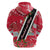 Trinidad and Tobago Red Poinsettia Hoodie with National Crest and Diagonal Flag Sash Design - Wonder Print Shop
