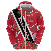 Trinidad and Tobago Red Poinsettia Hoodie with National Crest and Diagonal Flag Sash Design - Wonder Print Shop