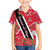 Trinidad and Tobago Red Poinsettia Kid Hawaiian Shirt with National Crest and Diagonal Flag Sash Design - Wonder Print Shop