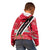 Trinidad and Tobago Red Poinsettia Kid Hoodie with National Crest and Diagonal Flag Sash Design - Wonder Print Shop