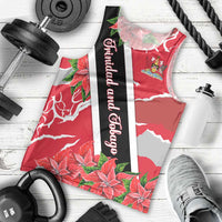 Trinidad and Tobago Red Poinsettia Men Tank Top with National Crest and Diagonal Flag Sash Design - Wonder Print Shop