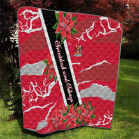 Trinidad and Tobago Red Poinsettia Quilt with National Crest and Diagonal Flag Sash Design - Wonder Print Shop