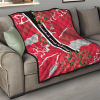 Trinidad and Tobago Red Poinsettia Quilt with National Crest and Diagonal Flag Sash Design - Wonder Print Shop