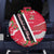 Trinidad and Tobago Red Poinsettia Spare Tire Cover with National Crest and Diagonal Flag Sash Design - Wonder Print Shop
