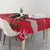 Trinidad and Tobago Red Poinsettia Tablecloth with National Crest and Diagonal Flag Sash Design - Wonder Print Shop