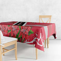 Trinidad and Tobago Red Poinsettia Tablecloth with National Crest and Diagonal Flag Sash Design - Wonder Print Shop