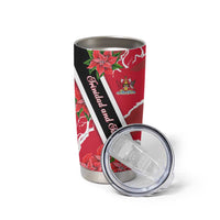 Trinidad and Tobago Red Poinsettia Tumbler Cup with National Crest and Diagonal Flag Sash Design - Wonder Print Shop