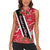Trinidad and Tobago Red Poinsettia Women Sleeveless Polo Shirt with National Crest and Diagonal Flag Sash Design - Wonder Print Shop